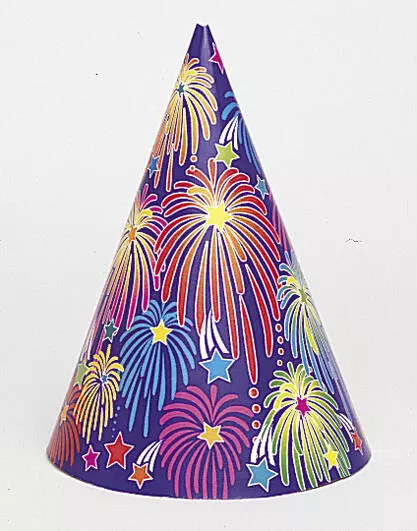 Bursdagshatter ass.livlige mønster 8pk