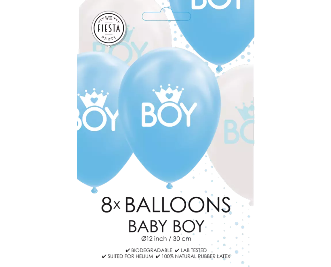Baby boy ballonger blue/white 8 pk