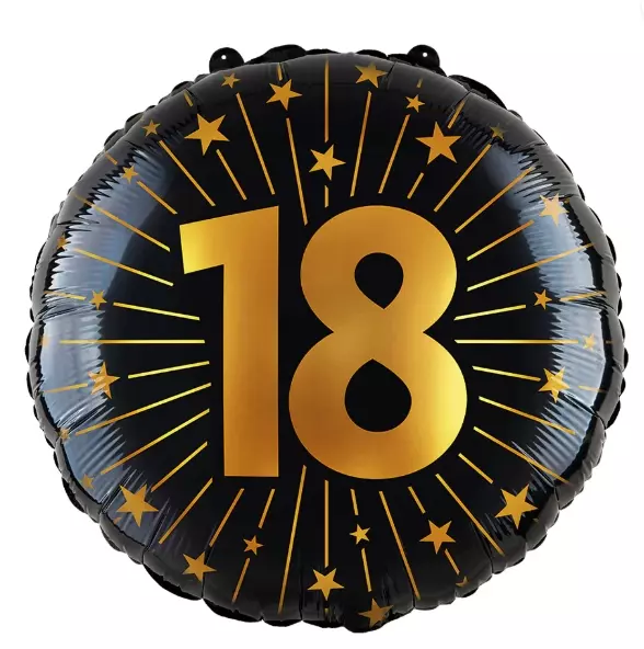 18 år Golden celebrations folieballong