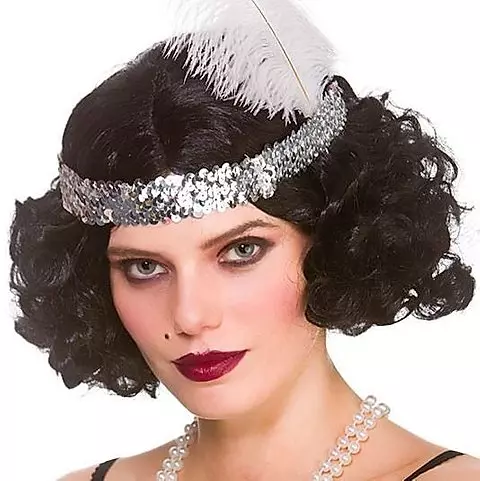 1920s flapper parykk svart med charleston hodebånd
