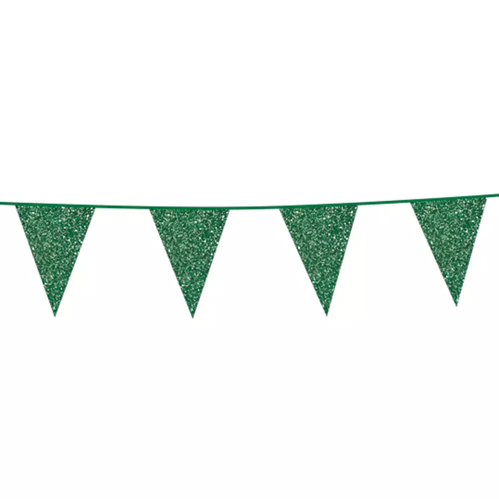 Glitter flaggbanner grønn 20x30cm 6m