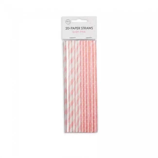 Papirsugerør baby pink 20 pk
