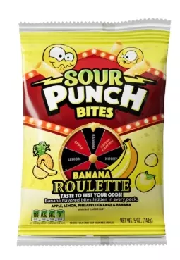 SOUR PUNCH BANANA ROULETTE BITES PEG BAG 142g