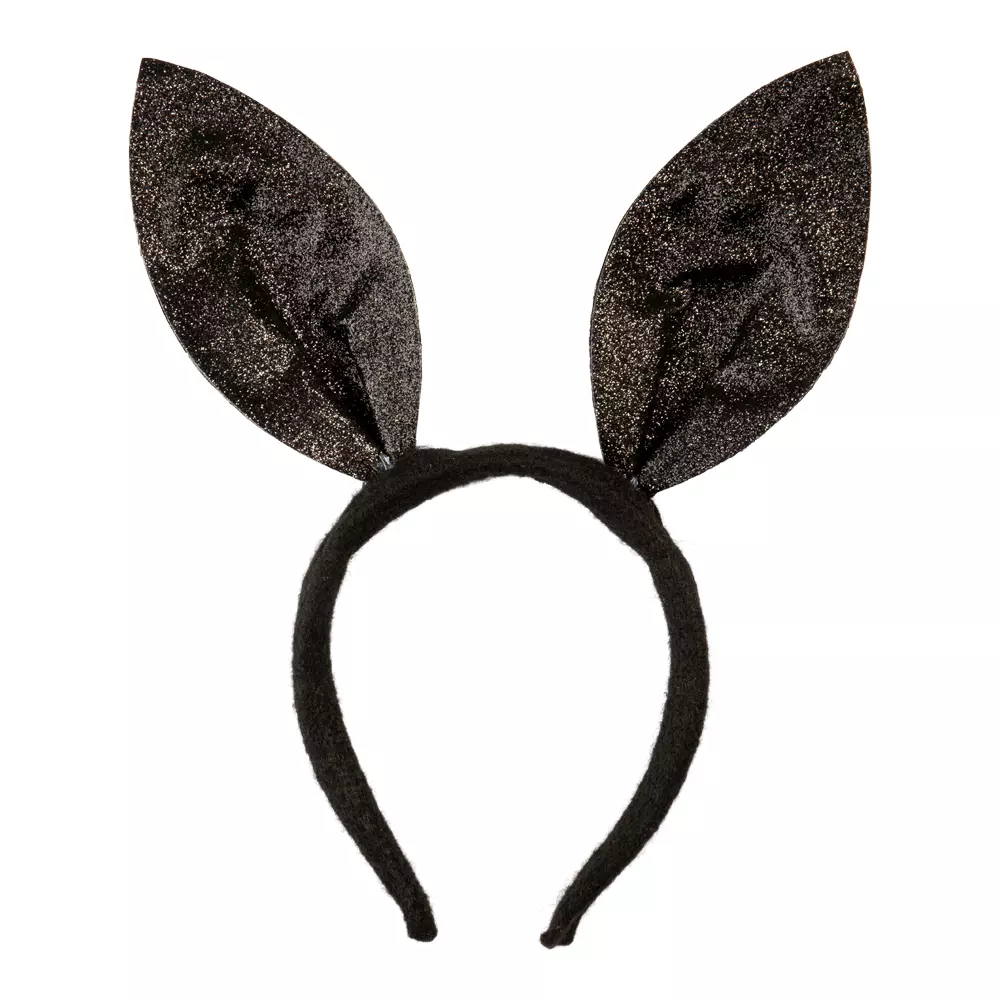 Bunnyører svart glitter