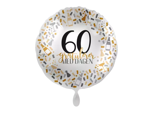 Folieballong Gratulerer med dagen Gull/Sølv - 60 år