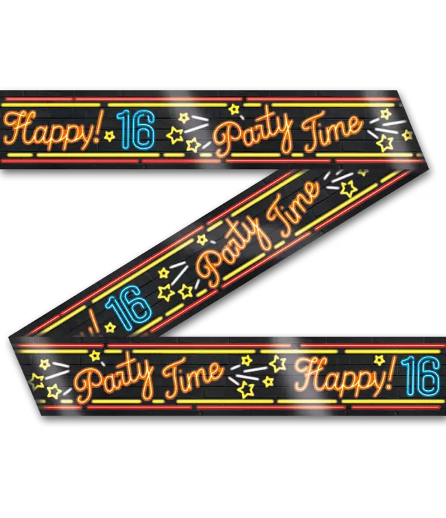 Neon warning party tape 16 12 m