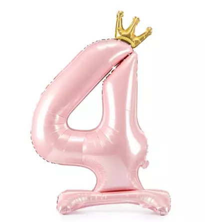 Tallballong med krone på fot 4 rosa 84cm
