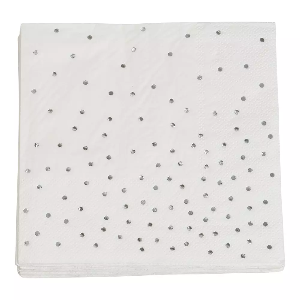 Servietter sølvprikker 16pk