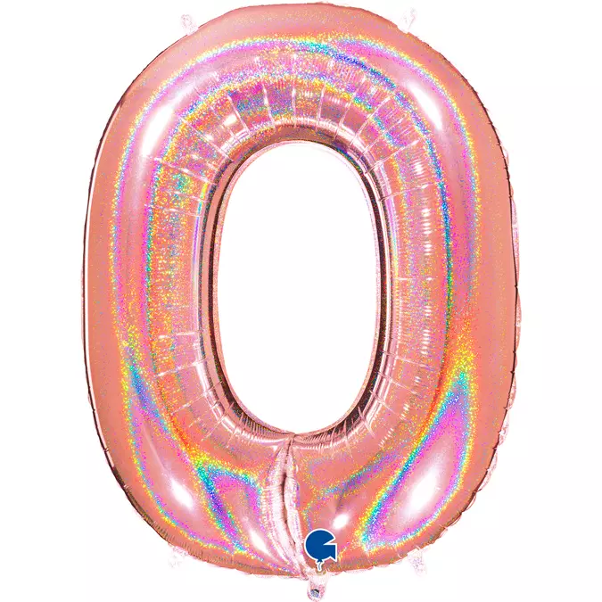 Tallballong 0 glitter rose gull holografisk 102 cm