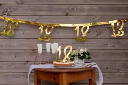 Age 18 gold metallic bunting 250cm