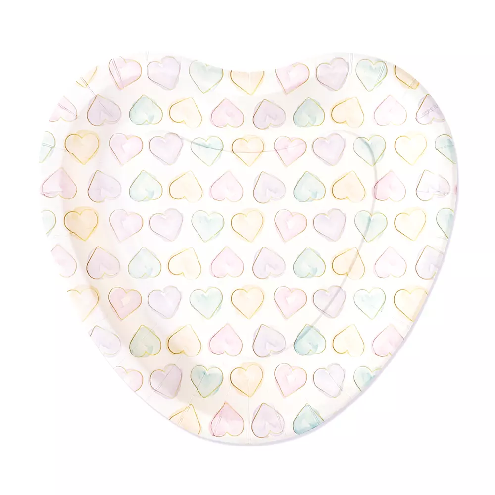 Watercolor hearts pappfat 23cm 8pk