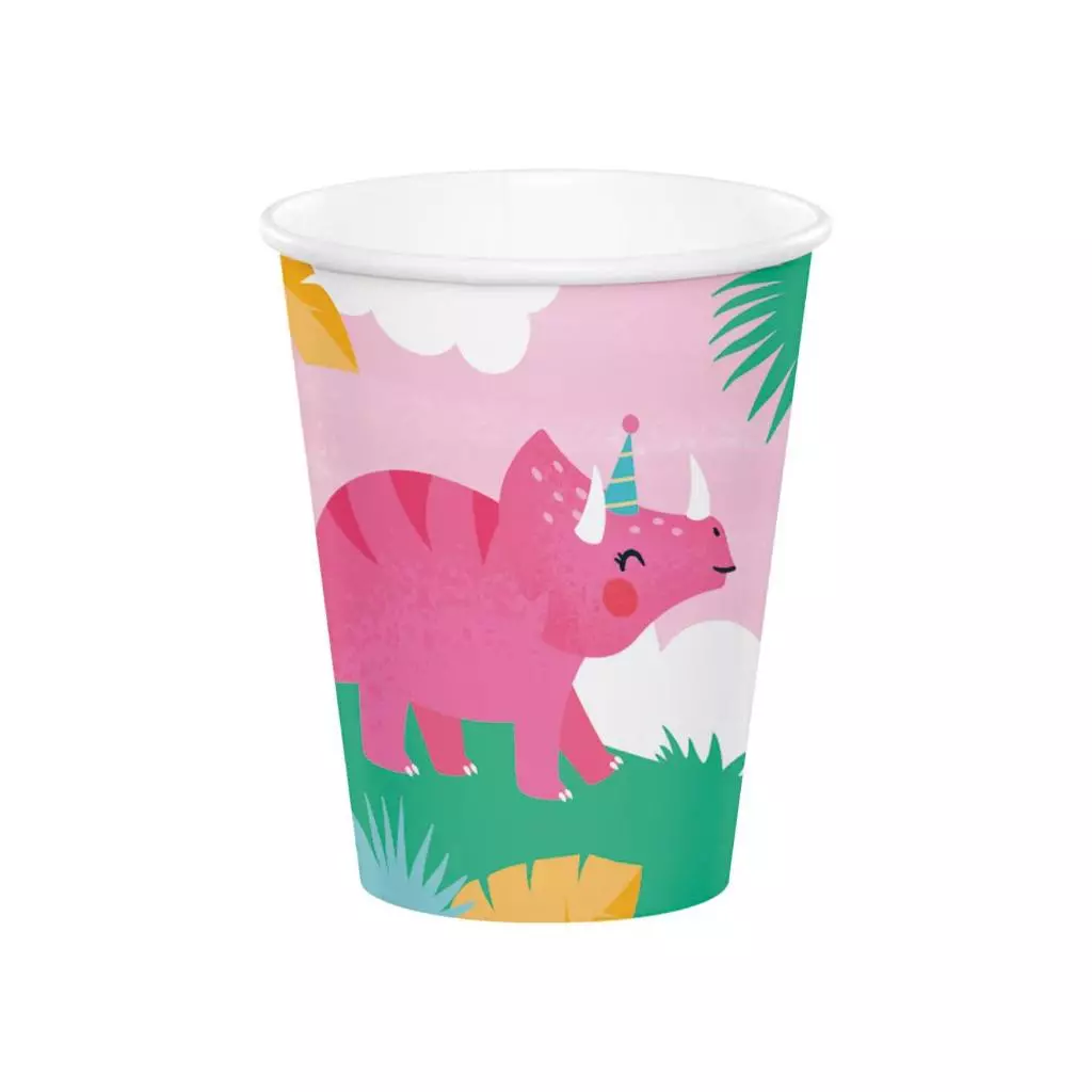 Girl dino pappkopper 8pk