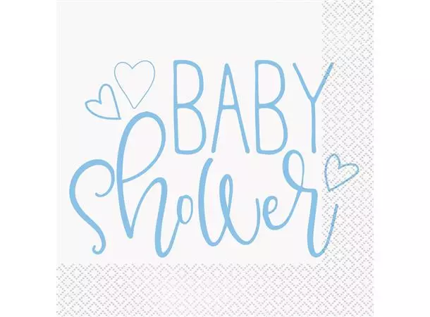 Blue hearts babyshower servietter 16 pk