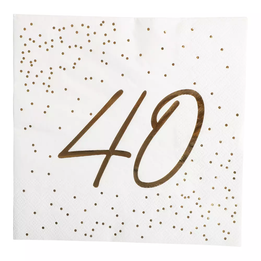 Servietter 40 år gull/hvit 16pk