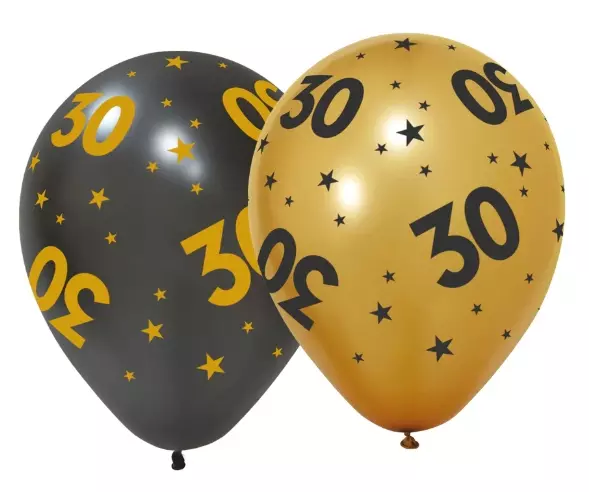 30 år Golden celebrations ballonger 6pk