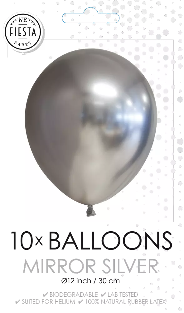 10 pk sølv chrome/speilballonger