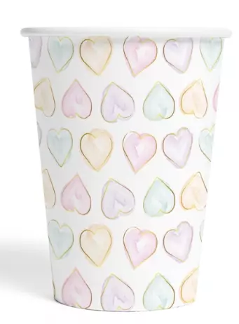 Watercolor hearts pappkopper 8pk