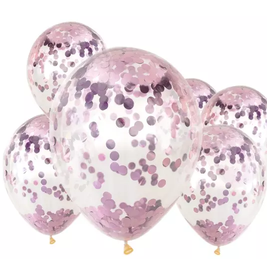 Konfettiballonger rosa 6 pk