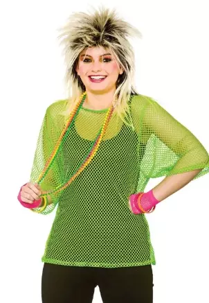 80s lang nettingtopp neon gul (onesize)