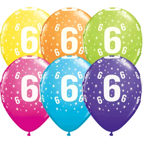 Age 6 ballonger ass.farger 6pk