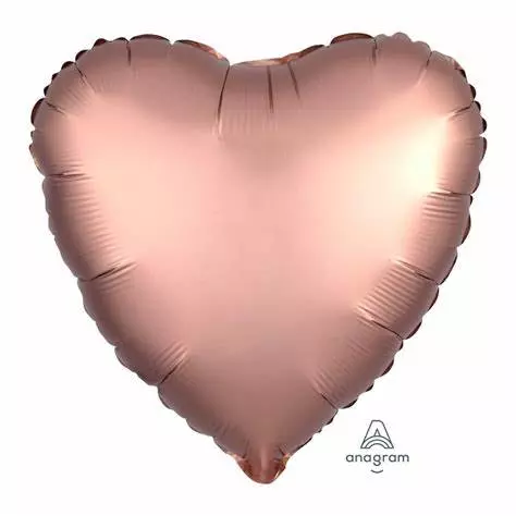 Satin luxe pastel rose copper heart 43cm