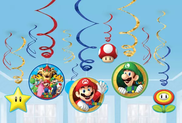 Super Mario swirl decorations 12pk