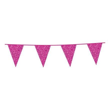Glitter flaggbanner hot pink 20x30cm 6m