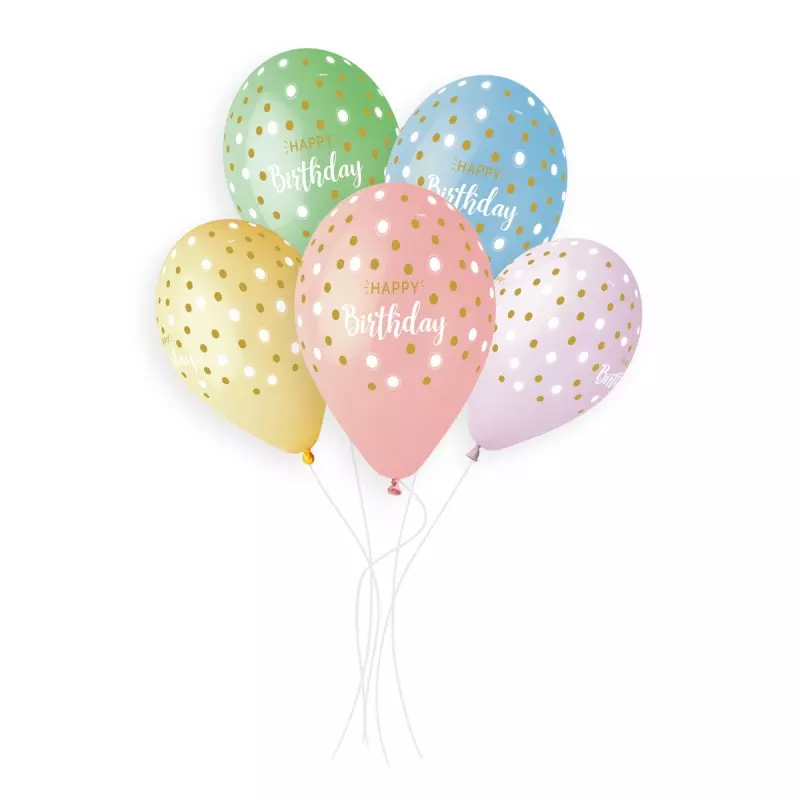 Birthday make a wish ballonger pastel 5pk