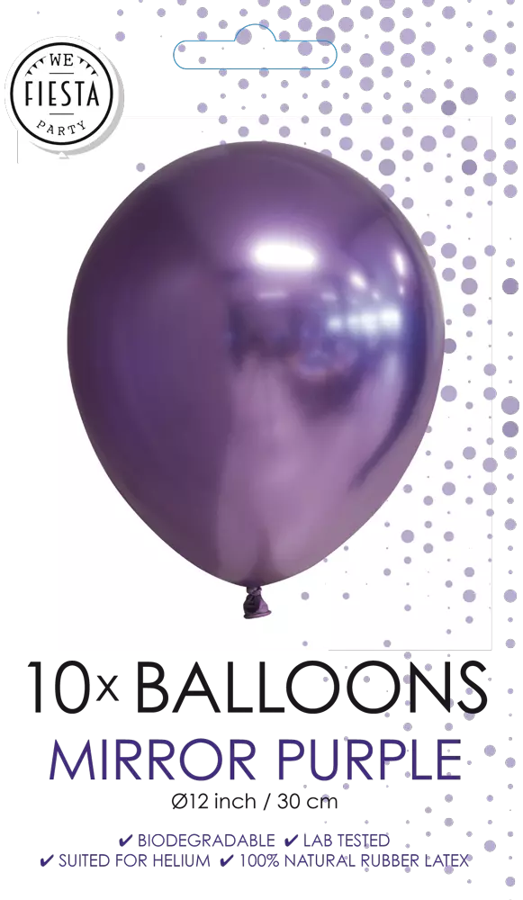 10 pk lilla chrome/speilballonger