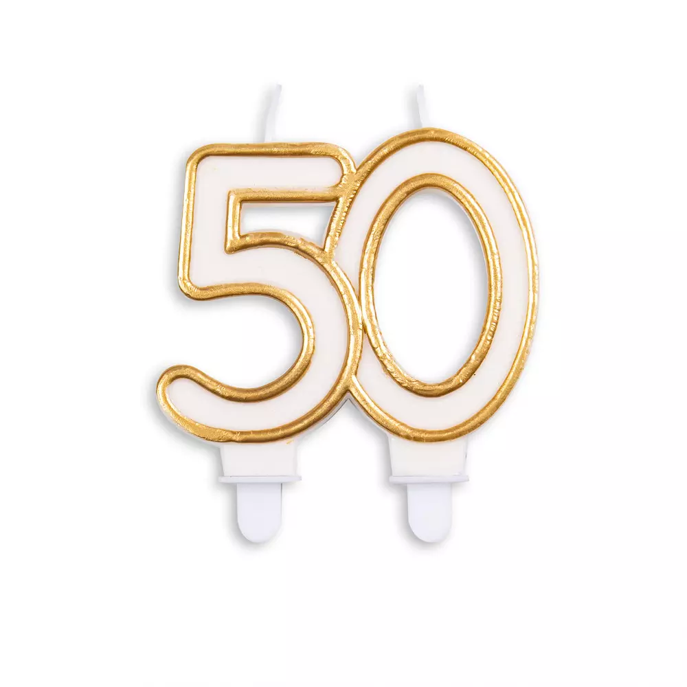 Kakelys 50 år hvit/gull