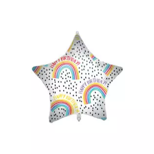 Happy Birthday Rainbow Star Foil Balloon 46 cm