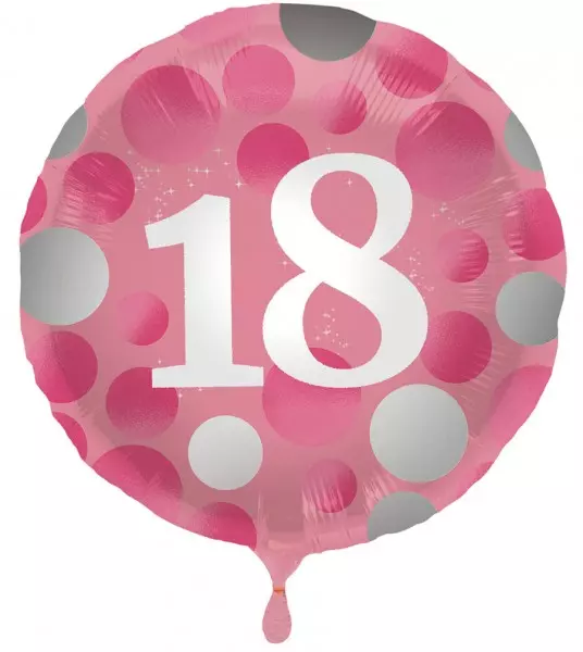 Folieballong 18 år glossy pink