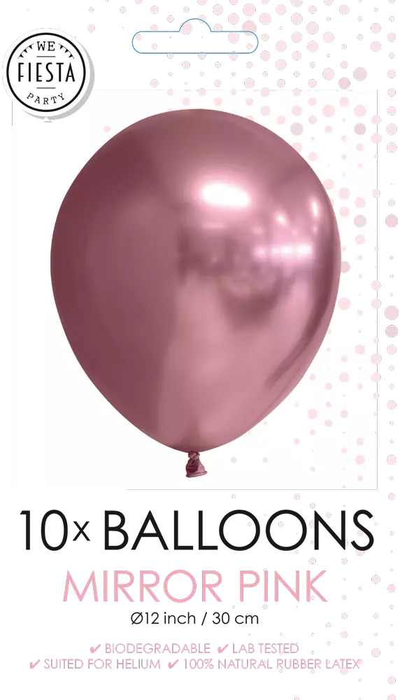 10 pk pink chrome/speilballonger