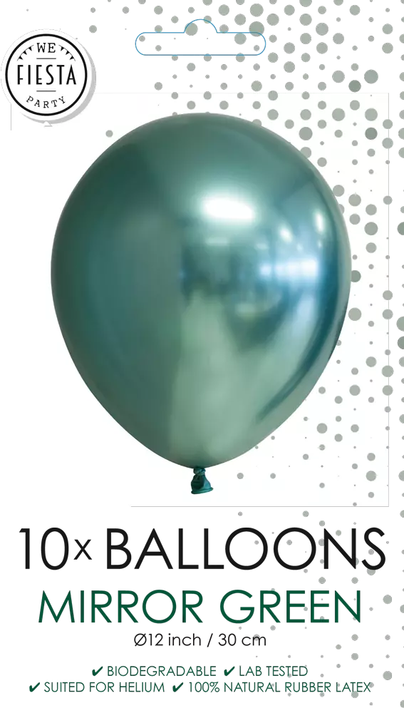 10 pk green chrome/speilballonger