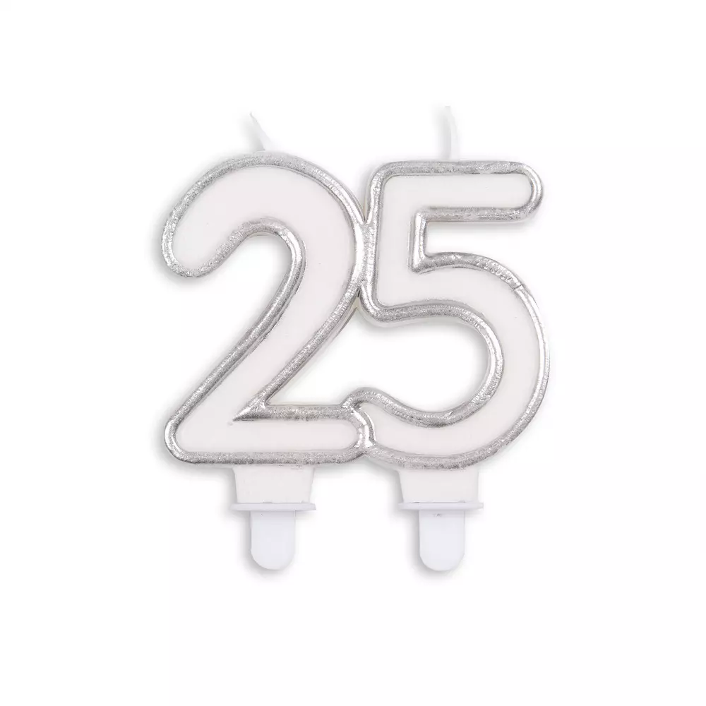 Kakelys 25 år hvit/sølv