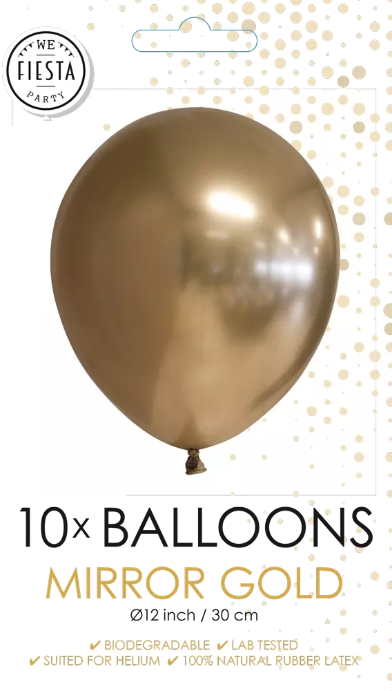 10 pk gold chrome/speilballonger