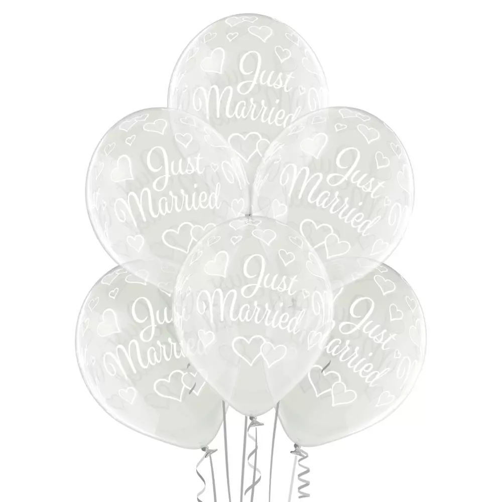 Just married transparent ballonger 6pk 30cm Ø