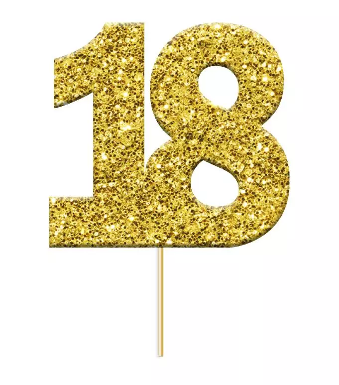 Gull Glitter kaketopper - "18"