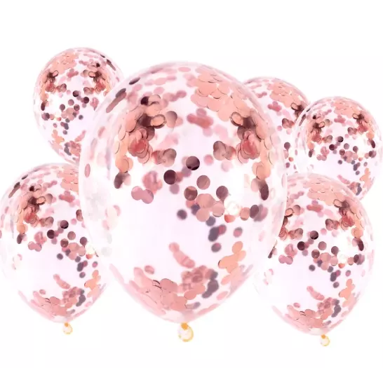 Konfettiballonger rosegold 6 pk