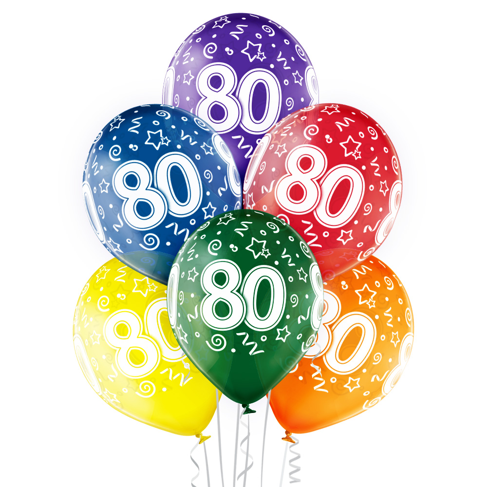 80 år transparente ballonger 6 pk