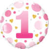 Age 1 pink dots folieballong