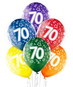 70 år transparente ballonger 6 pk