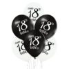 18 år black & white ballonger 6 pk