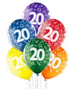 20 år transparente ballonger 6 pk