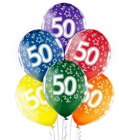 50 år transparente ballonger 6 pk