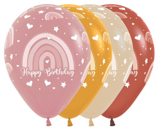 Boho rainbow birthday ballonger sempertex 12 pk