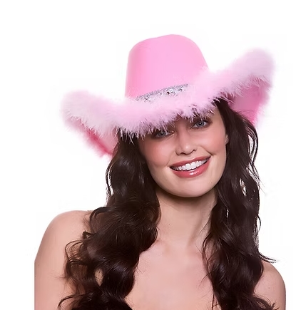 Rosa cowboyhatt med fluff