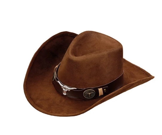 Suede look Dallas cowboyhatt brun