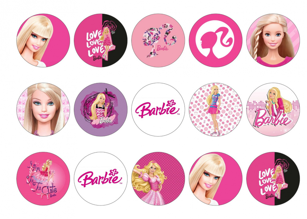 Barbie spiselige cupcaketoppers 15 stk