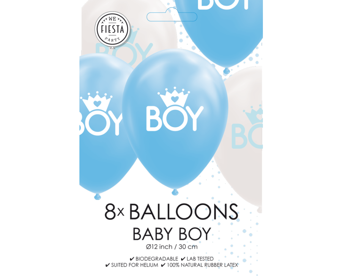 Baby boy ballonger blue/white 8 pk